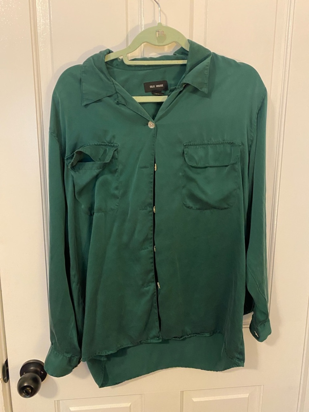 Silk Blouse in Teal Green